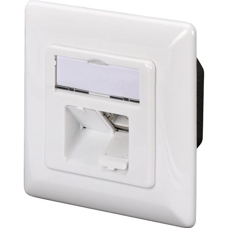 DIGITUS Scatola di giunzione Cat-6A - 2 porte RJ45 - presa di rete montata su superficie - alimentazione verticale - pronta per il design - bianco puro (1/4)