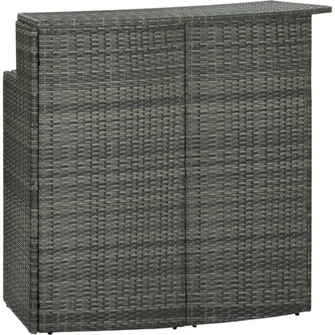 Garten-Bartisch Grau 120x55x110 cm Poly Rattan
