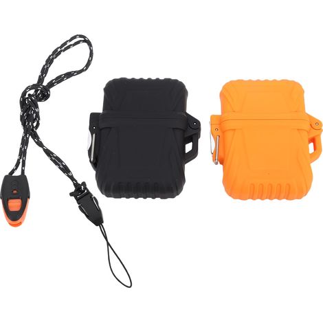 Boîte étanche 2pcs Générique Noir+Orange Plastique robuste avec cordon pour clés et petits objets essentiels (1/4)