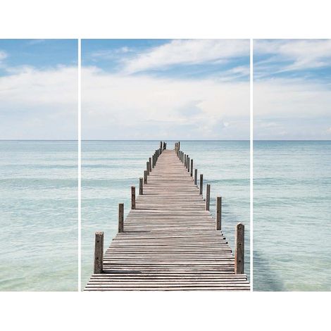 Triptyque sur toile bridge over the sea 125x97 cm - Impression sur Toile Murale Décorative - Image imprimée en HD sur Toile - Toile sur Châssis en Bois FSC - Fabriqué en France (1/5)