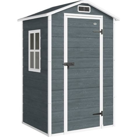 Abri de jardin compact 1,1 m² en polypropylène gris, avec fenêtre, toit double pente, ventilation, plancher et serrure - idéal pour petite terrasse  CHICFURN (1/5)