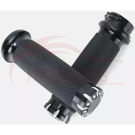 2 poignées de guidon Divers accessoire de portail, chromées/noires, 1 pouce, caoutchouc antidérapant, pour Harley/Yamaha/Honda/Kawasaki (1/5)