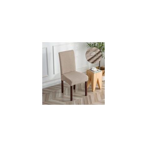 Housse de chaise imperméable en jacquard taupe – Haute élasticité – Lavable en machine – Protection contre rayures et taches (1/5)