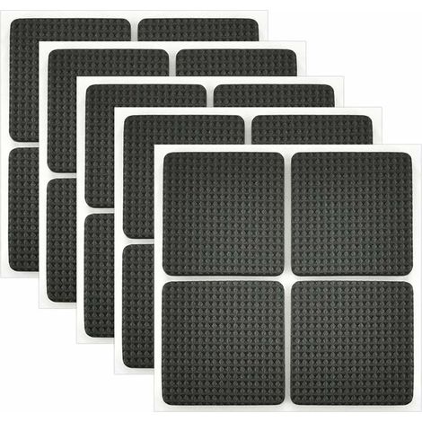BRAVIX 20Pcs Patin Antiderapant Caoutchouc Tampon Caoutchouc Adhesif Patin Feutre Adhésif Patin de Meubles Adhésif pour la Protection des Carreaux, Tables, Planchers de Bois 4.2 x 4.2cm (Noir) ,