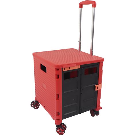 Chariot de transport pliable 55L, charge 80kg, poignée télescopique, roues universelles silencieuses avec frein, bac roulant portable à glissière (1/5)