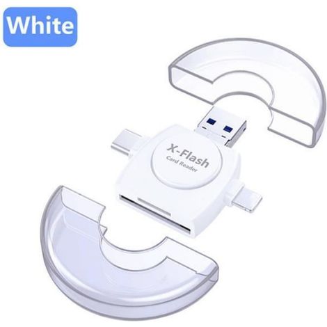 Adaptateur Carte Micro SD TF - OTG iPhone iPad iOS 13+ - Compatible USB-C - Blanc - 1 Pièce