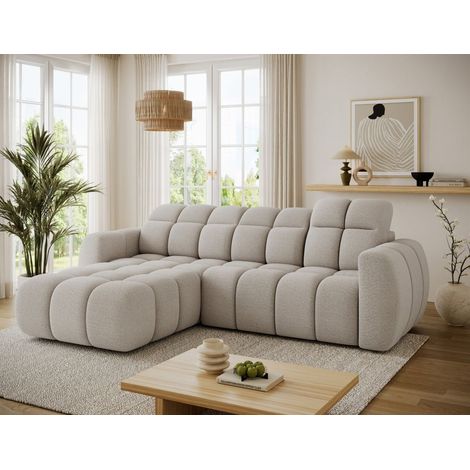 Ecksofa mit Schlaffunktion Sofa SALONIA Stoff Coral Beige Ottomane Links (1/5)
