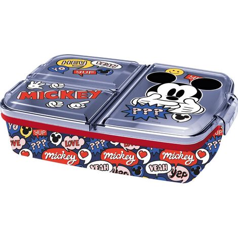 Sandwich box plastica bimbi Disney Mickey Mouse, senza BPA, con scomparti, lavabile e riutilizzabile (1/2)