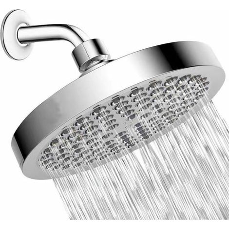 Pomme de Douche de 15cm - Pommeau de Douche Rond à Haute Pression en Acier Inoxydable 304 pour une Douche Confortable à Basse Pression dEau - Installée au Mur ou Plafond (Chrome) (1/5)