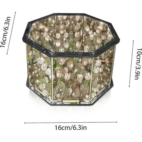 DIY Tulpenlampe 2-in-1 Achteckiger Spiegel Blumen Nachtlicht Unfertige Handarbeit Dekorative Lampe für