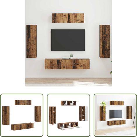 Wandregal - TV-Schränk 5 pcs Altholz (1/5)