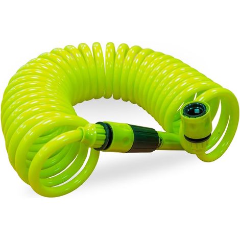 - 3/8" Spiral Garden Hose with Gardening or Cleaning Accessories - Includes Irrigation Lance, Adapter and 2 Fittings Extends up to 7.5 m Pistachio Green (1/5)