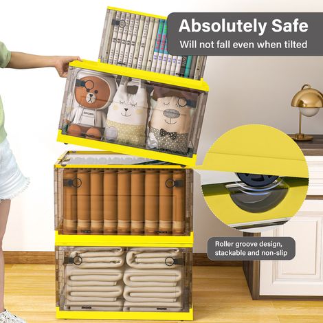 3-piece Ocher Plastic Foldable Storage Box (1/5)