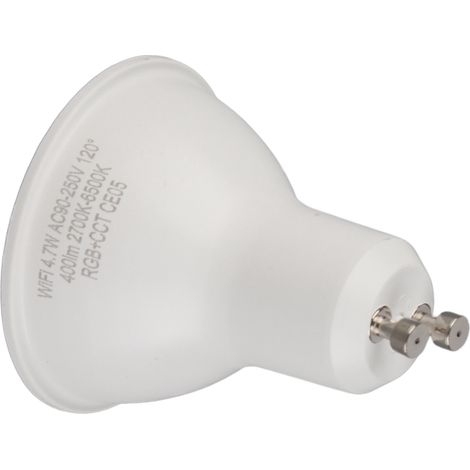 Ampoule LED Intelligente GU10 RGB + Blanc Chaud, Fonction Dimmable WiFi, pour Maison Bureau Hôtel, Compatible AC90-250V