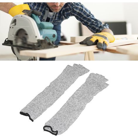 Manchon de protection indéchirable de 45 cm, protège-bras demi-doigts anti-coupure pour la cuisine, le travail du bois, le jardinage, la taille et la sculpture. (1/5)