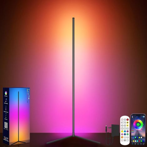 LED Floor Lamp, RGB Corner Light with Smart App and Remote Control, Music Sync Mood Lighting, Color Changing Standing Lamp with 16 Million Colors for Bedroom Living Room (RGB) (1/4)