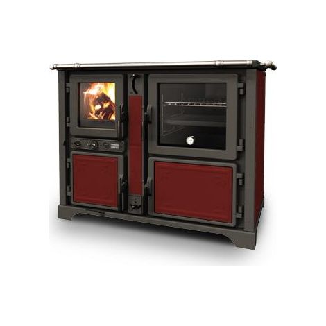 Thermorossi – Cuisinière à bois 11.1 kW – Fabriquée en fonte et acier – Four avec thermomètre – Dimensions L 1048 x H 925 x P 687 mm