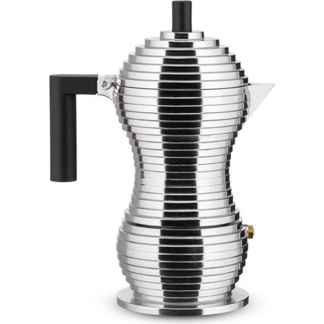 Alessi Pulcina MDL02/3BFM Caffettiera Espresso Moka per Induzione 3 Tazze in Fusione di Alluminio, Nero
