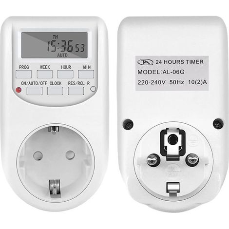 2 Pacs Minuterie Prise Minuterie numérique numérique interrupteurs on/Off programmables Écran LCD 220V 10A Minuterie Prise (AL-06G) (1/5)