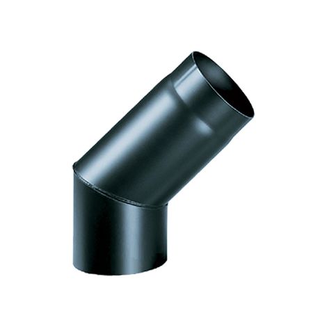 Coude 45o en acier aluminise' pour conduit de fume'e   16 cm e'paisseur 2 mm noir tempe'rature max. 400o pour usage inte'rieur