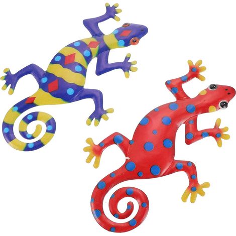 Lot de 2 geckos en métal à suspendre, décoration murale pour intérieur (1/5)