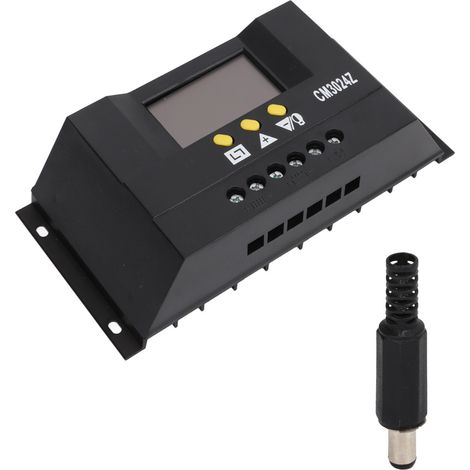 Ortviai Contrôleur de charge solaire PWM 30 A 24 V avec écran LCD et capteur de température pour panneaux photovoltaïques (1/5)