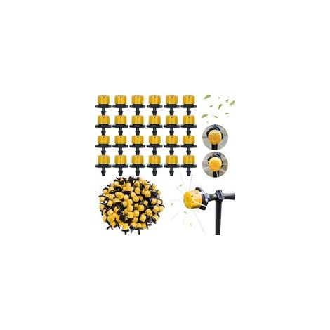 200 Stück 1/4"-Bewässerungstropfer, verstellbare Tropfbewässerungstropfer für Pflanzen, Garten, Gewächshaus, Gemüsebeet, Rasen, Gelb (1/5)