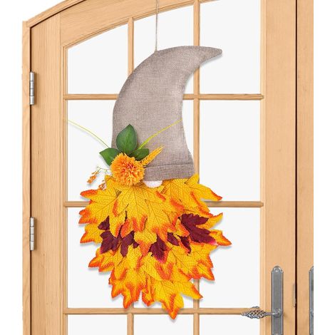 Herbstkränze mit Ahornblättern und Zwergen – künstlich, für Bauernhof/Tür/Innen-/Außenbereich