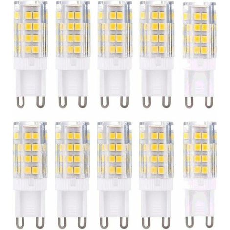 Confezione da 10 lampadine LED G9, bianco caldo 3000 K 5 W equivalenti a lampadine alogene da 40 W 420 lumen non dimmerabili.