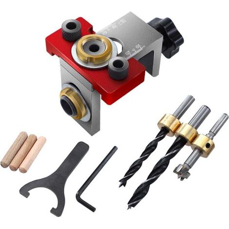 Three-in-One Wood Drill with Drill Guide and Round Tenon Connector (1/4)