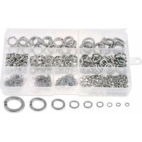 550pcs [9 tailles] 304 Assortiment de lavoir à ressort en acier inoxydable 304 - M2 m2.5 m3 m4 m5 m6 m8 m10 m12 (1/5)