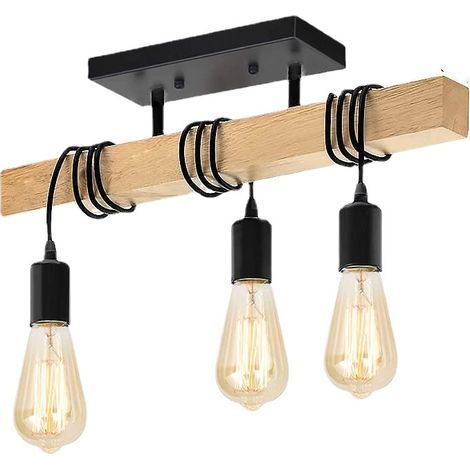Amerikanischer Kronleuchter aus Massivholz, kreativer Retro-Industrie-Stil, natürliche Farbe, mehrköpfiges Holzkunstwerk, Lampe mit doppeltem Verwendungszweck für Wohn- und Esszimmer. (1/4)