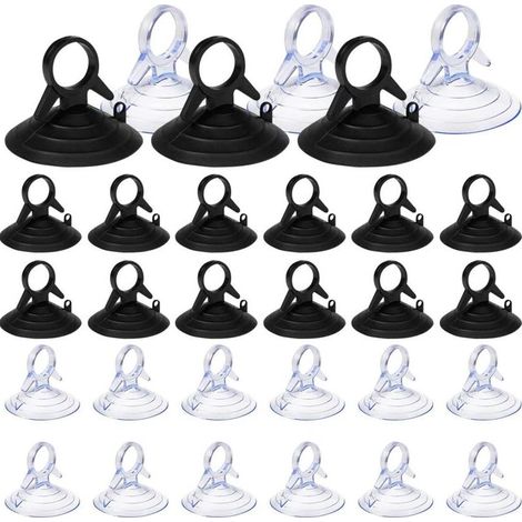 – Packung mit 60 transparenten und schwarzen 45-mm-Saugnäpfen – Maximale Traglast 3 kg – Wiederverwendbares PVC für glatte Oberflächen (1/5)