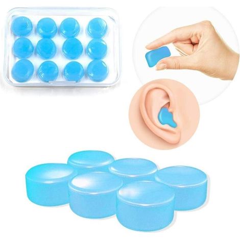 12 Pièces Bouchons d'Oreilles en Silicone Anti-Bruit, Imperméables et Réutilisables pour Dormir (1/4)