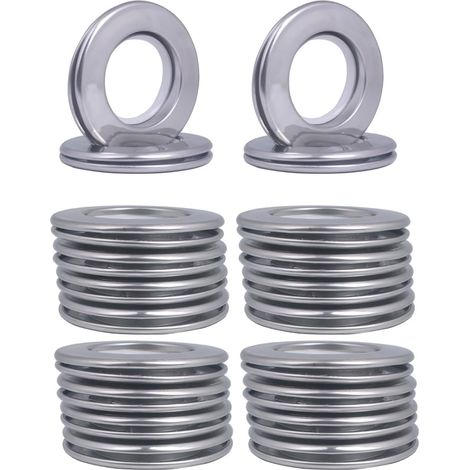 Anneaux de Rideaux à Clipser75 mm, Acier Inoxydable, 20 Pièces - Oeillets de rideaux en métal argent pour tringle, fenêtre, salle de bain et rideaux de douche Toile Bâche imperméable PVC (1/5)
