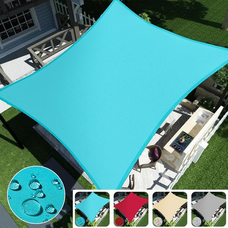 Auvent rectangulaire imperméable et pare-soleil - 22m, protection UV 98%, pare-soleil extérieur, auvent pliable et résistant à la pluie, Blu.