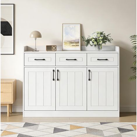 Aparador con 3 Cajones y 3 Puertas, Estantes Regulables, Salón, 120 × 35 × 80 cm (1/5)
