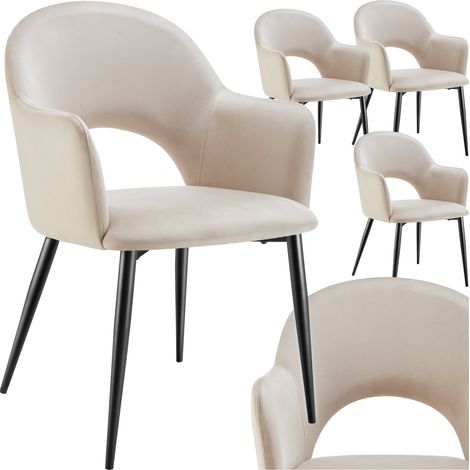 Lot 4 Fauteuils aspect velours rembourré max 120 kg crème (1/5)