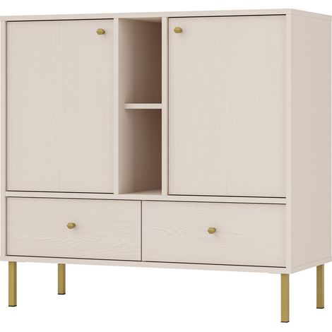 Selsey Oktio - Sideboard 2-türig mit 2 Schubladen und Regal, sandbeige, 100 cm