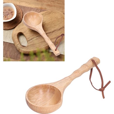 Louche créative en bambou de style japonais pour l'eau, le vin, le bain, le sauna, la cuisine, le seau en bois, la louche à soupe et le pot-au-feu (couleur claire) (1/5)