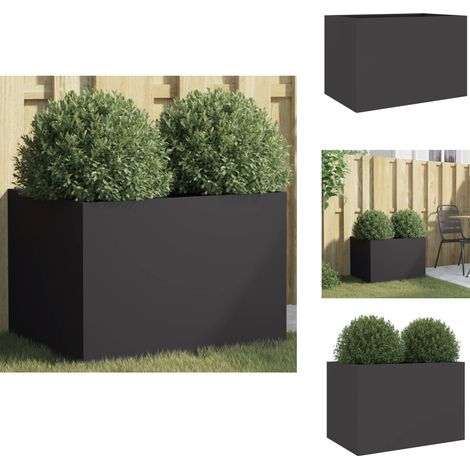 Jardinière noir 62x47x46 cm acier - Jardin - Balcon - Terrasse - Pot De Fleurs - Jardinière (1/5)