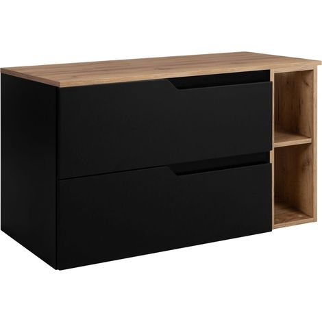 Waschtischunterschrank - 100 cm - Schwarze Eiche - Modernes Design - Mit geräumigen Schubladen
