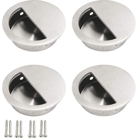 Poignée de porte encastrée en acier inoxydable argenté pour porte de placard ou tiroir Mini poignées de barre de demi-cercle (1/4)