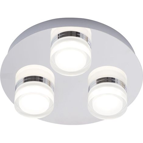 Litecraft Bolton Spotlight Plate Bathroom IP44 Rated 3 Light - Polished Chrome