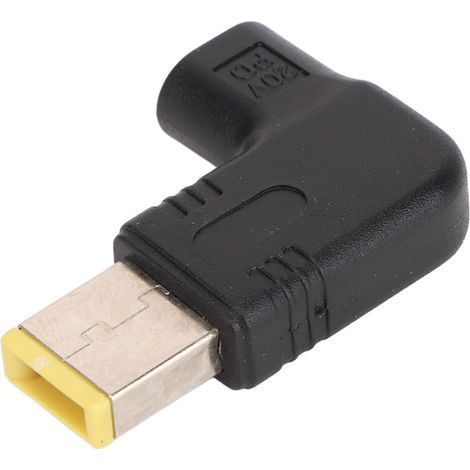 Adaptateur USB-C femelle vers connecteur carré, charge rapide PD 100 W, connecteur de chargeur d'ordinateur portable à 90°