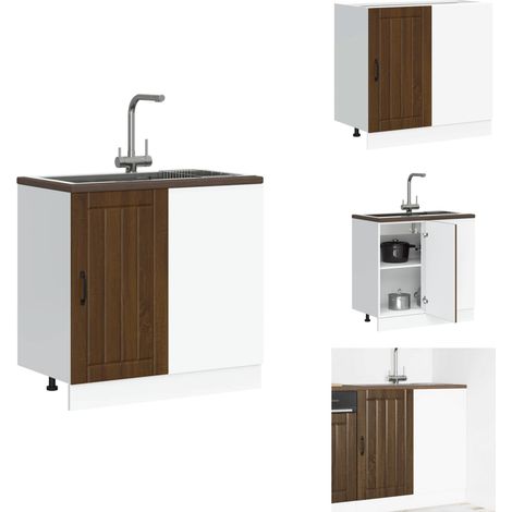 Spülenunterschrank Lucca Braun Eichen-Optik Holzwerkstoff - Spülenunterschrank - Spülenunterschränke - Küchenunterschrank - Unterschrank Für Küche (1/5)