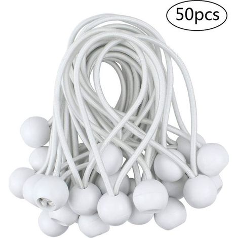 Tendeurs de boule élastique 50 pièces, tendeurs de bâche de Gazebo, Camping, corde de tente, harnais d\'extension de rideau