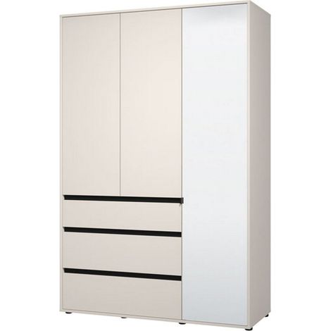 Guardaroba 3 Ante Ilbonoo, Armadio Camera da Letto 4 Ripiani, 3 Cassetti, Appendiabiti, 138x55 cm Bianco