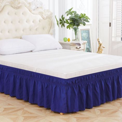 Jupe De Lit - 54 x 75 Pouces - Hauteur 15 Pouces - Élastique Réglable - Finition Volants Sur 3 Côtés - 1 Pièce (1/2)