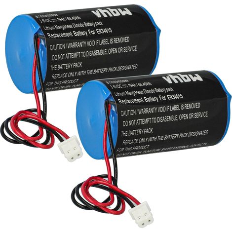 vhbw 2x batería compatible con Visonic MCS-730, MCS-710, MCS-720 sistema de alarma, sirena inalámbrica exterior (19000 mAh, 3,6 V, Li-Ion)